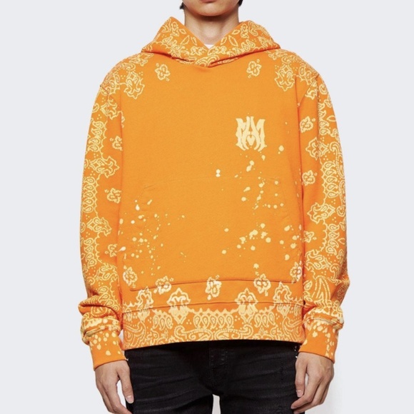 AMIRI | Sweaters | Nwot Amiri Mens Orange Bandana Bleach Logo Hoodie  Sweater | Poshmark